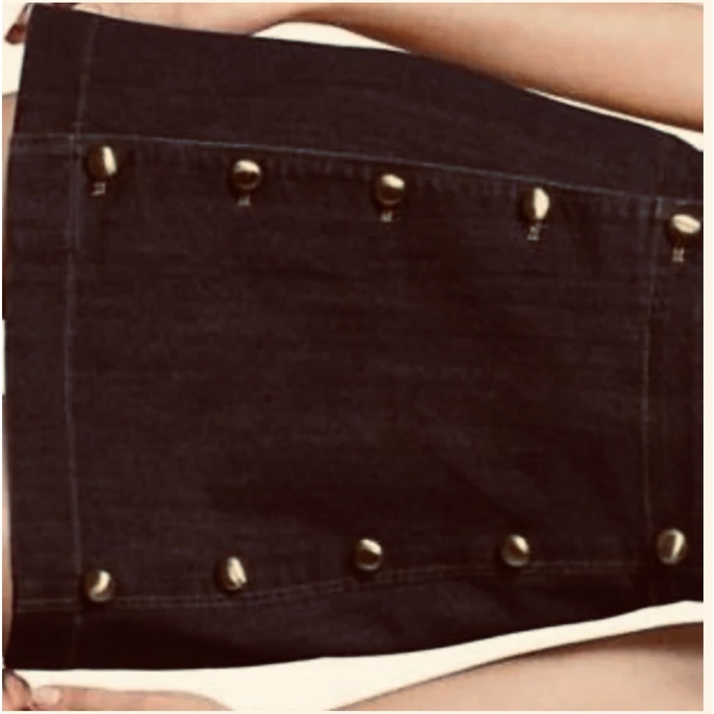 Michael Kors Button-Front Denim Mini Skirt